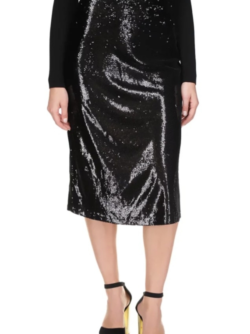 Michael Kors Black Sequin Midi Pencil Skirt